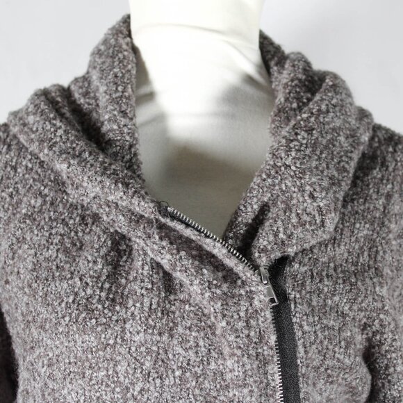 Edgy Gray Wool Blend Asymmetrical Zip-Up Knit Cardigan – Size Large - Picture 4 of 8